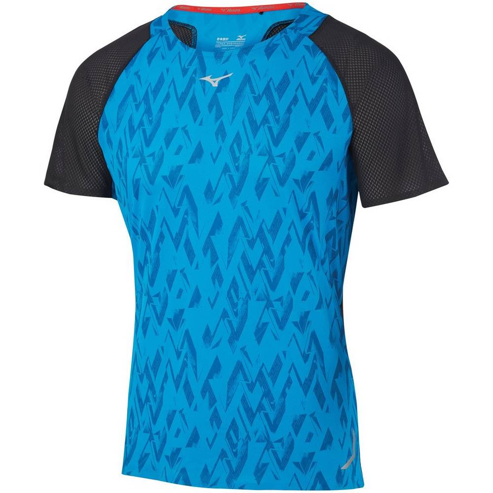 Mizuno Men's Aero Running T-Shirts Blue/Black (421652-LCI)